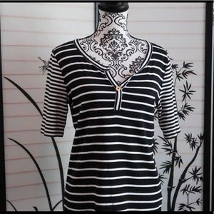 Jones New York V-Neck Striped Shirt